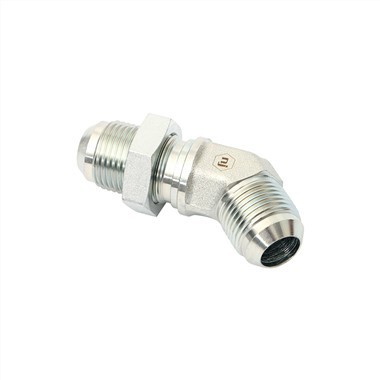 Male To Male JIC 45° Bulkhead Elbow Hydraulic Hose Adapter Fitting